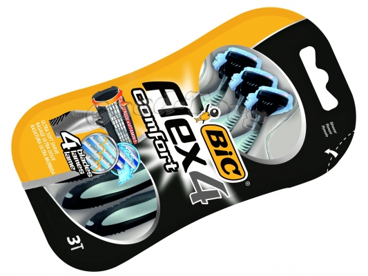 Одноразовый станок  BIC Flex 4 comfort, оригинал, 1 уп = 3 шт. (Греция)